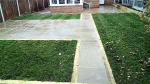 grass and patio area